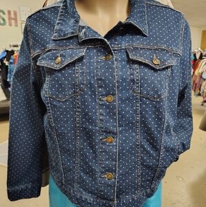 Woman Within polka dot denim jacket size 20W 2x